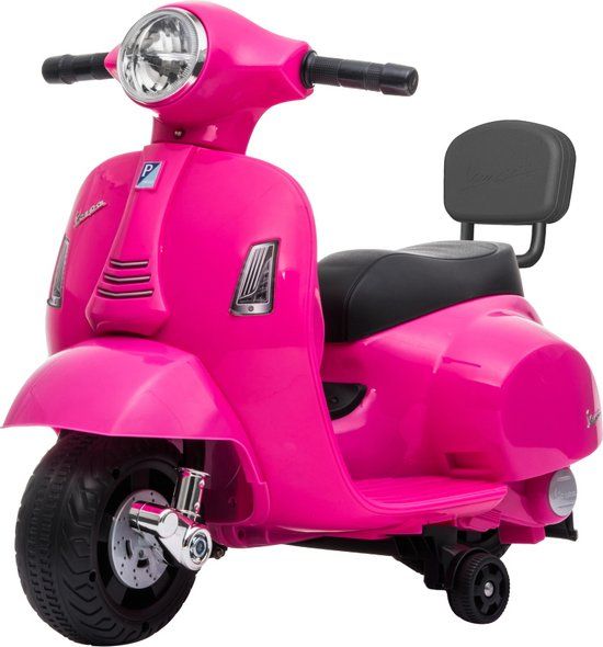 Eco Toys Elektrische Vespa Scooter - Roze - Met LED-Koplamp, Claxon & Oplaadbare Batterij - Vanaf 1,5 Jaar - Max. 25 kg