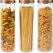 Leaf House 3x1600 ml bocaux en verre, récipients de rangement hermétiques avec couvercle en bois pour pâtes spaghetti, set de 3