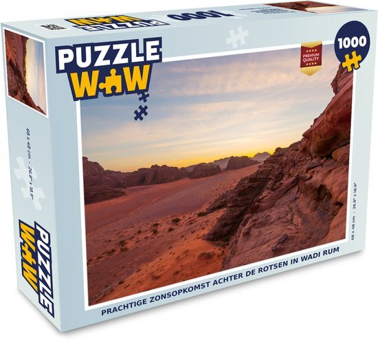 MuchoWow Puzzel zonsopkomst achter de rotsen in Wadi Rum - Legpuzzel - Puzzel 1000 stukjes volwassenen