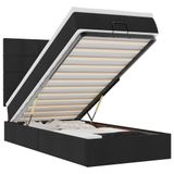 vidaXL Ottoman Bed with Mattress and LEDs - Black - 180x200cm - Fabric