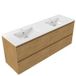 Saniclass Holz Pure Badkamermeubelset - 160x45x62cm - Vygo keramische wastafel wit - 2 wasbakken - 2 kraangaten - 4 lades - mat eiken natural (hout) SW1420795/SW1471933