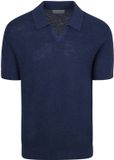 Suitable Polo Riva Bean Linnen Katoen Donkerblauw (navy) - Maat M