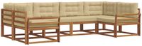 vidaXL Buiten bank set 6 st Natuurlijk en Beige