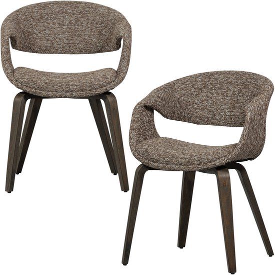 WOOOD Yossi Eetkamerstoelen Houten Bruine Poot - Bruin - Set van 2
