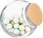 5Five Snoeppot/voorraadpot 0,65L - 2x stuks - glas met houten deksel - 650 ml - Voorraadpotten met luchtdichte sluiting