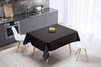 Bonamaison Tafelkleed, Anti-Mold, Sneldrogend, Waterdicht, 100% Polyester Tafellaken, rood Zwart, 140 x 140 Cm