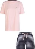 By Louise Dames Korte Pyjama Set Shortama Roze/Donkerblauw - Maat L