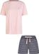 By Louise Dames Korte Pyjama Set Shortama Roze/Donkerblauw - Maat L