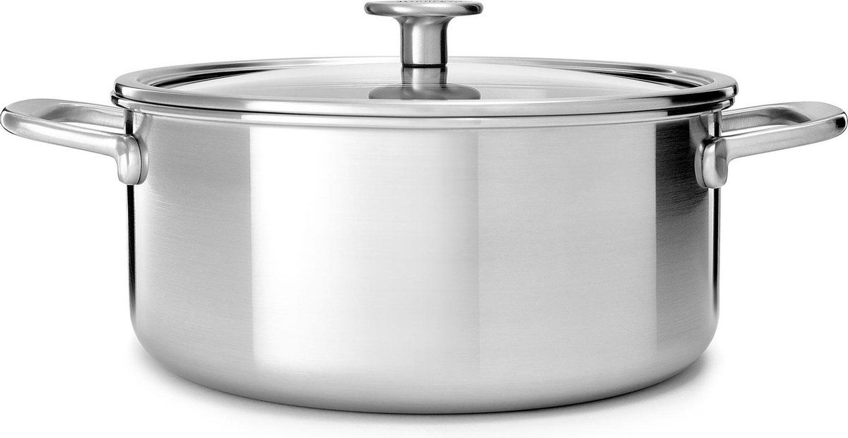 KitchenAid KA-MultiPly 3PLY Cvd Casserole 20cm / 3.11L Uncoated - Silver