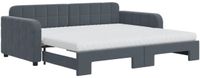 vidaXL Slaapbank met onderschuifbed en matrassen 90x190cm fluweel donkergrijs