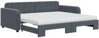 vidaXL Slaapbank met onderschuifbed en matrassen 90x190cm fluweel donkergrijs