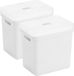 Sunware Sigma Home Opbergboxen met Deksel - 2x - Kunststof - Wit - 25 Liter - 35 x 25 x 36 cm