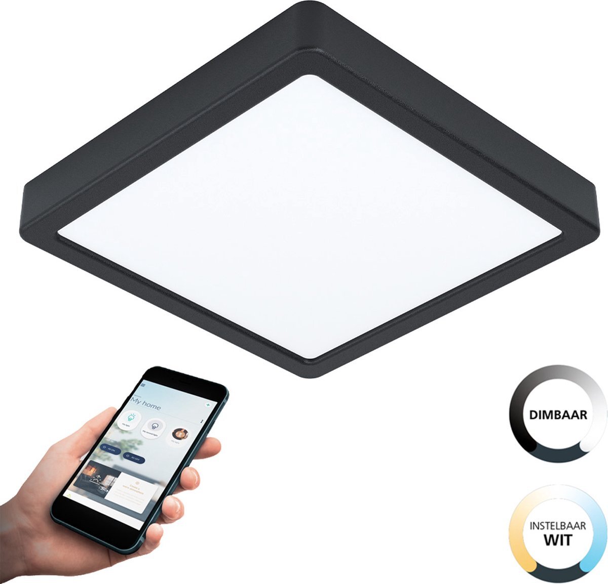 EGLO Connect EGLO connect.z Fueva-Z Smart Opbouwlamp - 21 cm - Zwart/Wit - Instelbaar wit licht - Dimbaar - Zigbee