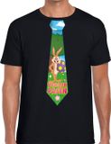 Bellatio Decorations Shoppartners Bv Zwart Paas t-shirt met paashaas stropdas - Pasen shirt voor heren - Pasen kleding XXL
