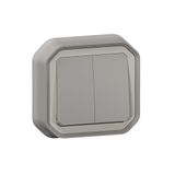 Legrand Dubbele schakelaar of wisselschakelaar, 10 A, Plexo, waterdicht IP55, volledige verlichtingsbediening, inbouwklaar, grijs, 069815LE