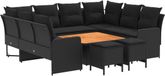 vidaXL - Salon de jardin avec coussins - 8 pièces - Noir - Polyrotin