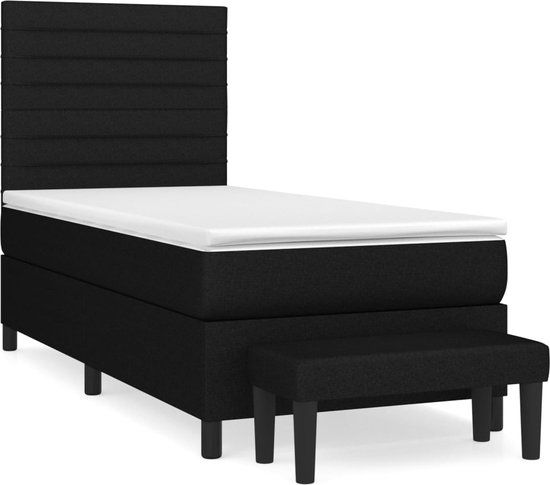 vidaXL Boxspring met matras stof zwart 80x200 cm