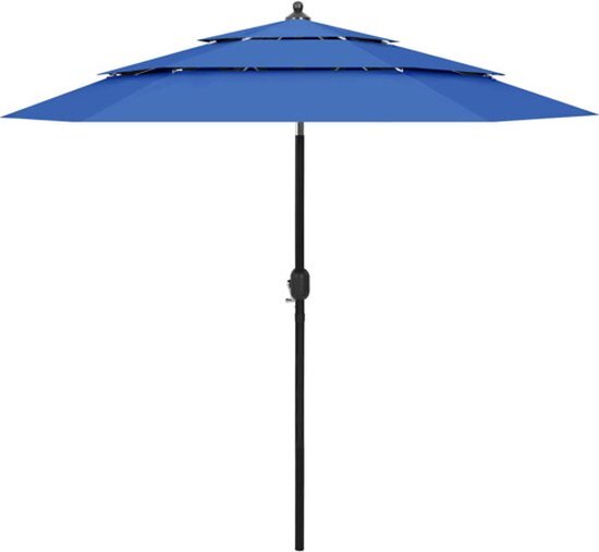 vidaXL Parasol 3-laags met aluminium paal 2.5 m azuurblauw