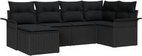 vidaXL - Tuinbank - Set - 6 - st - Zwart - poly - rattan