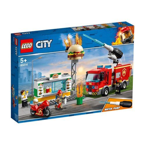 lego City 60214 brand bij het hamburger restaurant