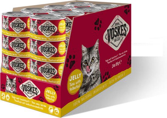 Voskes Kattenvoer Nat Tonijn met Geelstaart - 24 x 85 gr