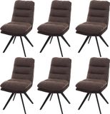 MCW Set van 6 MCW-G66 Eetkamerstoelen - Bruin/Donkerbruin - Stof - 46cm Zithoogte