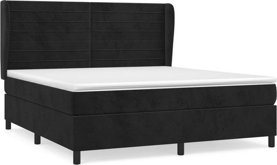 vidaXL Boxspring met matras fluweel zwart 160x200 cm