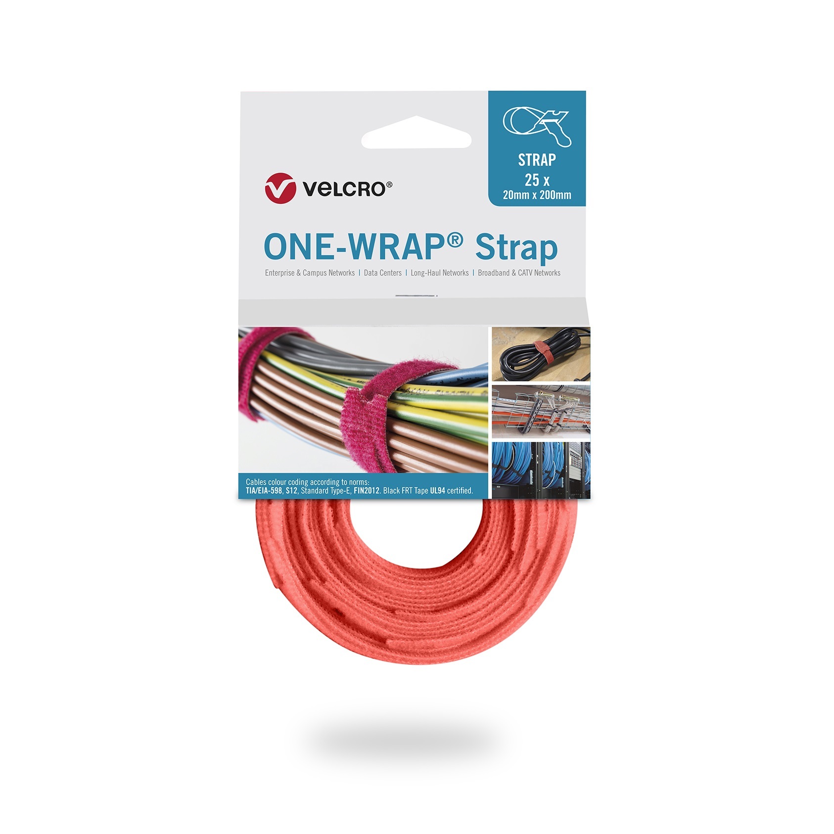 Velcro One-Wrap klittenband kabelbinders 200 x 12mm / oranje 25 stuks