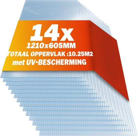 GARDEBRUK® Polycarbonaat Platen 14 Stuks Transparant 4mm 10,25m²