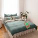 LILIMAUS Dekbedovertrek 200x200 cm avec 2 taies d'oreiller 80x80 cm - coton mousseline - beige clair et vert