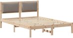 vidaXL Bedframe met hoofdeinde, taupe, 140 x 190 cm, massief grenenhout