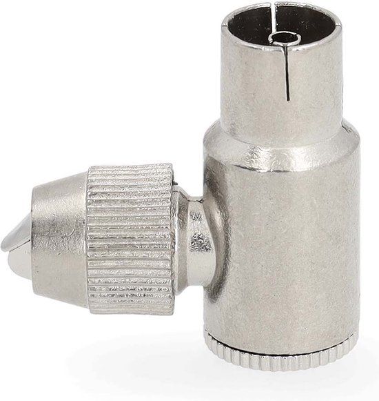 Nedis IEC (Coax) Connector - 90° Gehoekt - Female - Vernikkeld - 75 Ohm - Schroef - Diameter kabelinvoer: 7.0 mm - Metaal - Zilver - 2 Stuks