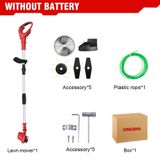 Tondeuse à gazon sans fil - Moteur sans balai - 4000 W - 25 cm largeur de coupe - Manche télescopique - Sans batterie - Rouge