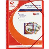 Grafoplás 39843051 Maxiplass Personaliseerbare map met spiraalbinding, 30 transparante hoezen, rood