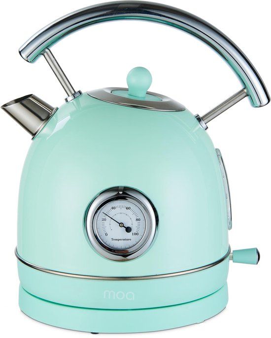 Merkloos / Sans marque MOA Waterkoker Retro - 1,8 Liter - Elektrische Waterkoker - BPA-vrij - Anti Calcium Filter - RVS - 2200W - Pastel Groen