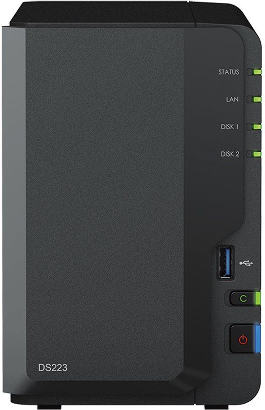 Synology DiskStation DS223 NAS Mini Tower Realtek RTD1619B 2 GB DDR4 8 TB HDD Zwart