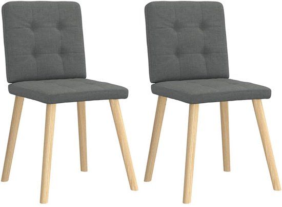 vidaXL Eetkamerstoelen - 2 stuks - Stof - Donkergrijs