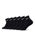 Nike Everyday Kussen Enkel 6 Paar Sokken, Zwart/Wit, Medium