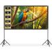 tectake® Beamer Scherm - 100 Inch (257 cm) - 16:9 Projectiescherm met Dubbel Statief - 4K HD - Oprolbaar - Uittrekbaar - Projectiedoek - Presentatiescherm - Home Cinema - Inclusief Draagtas