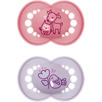 MAM Originele Pure fopspeen 6+ maanden (set van 2), babyfopspeen gemaakt van duurzaam en biologisch hernieuwbaar materiaal, SkinSoft siliconen speen, met MAM fopspeenkoffer, roze/paars