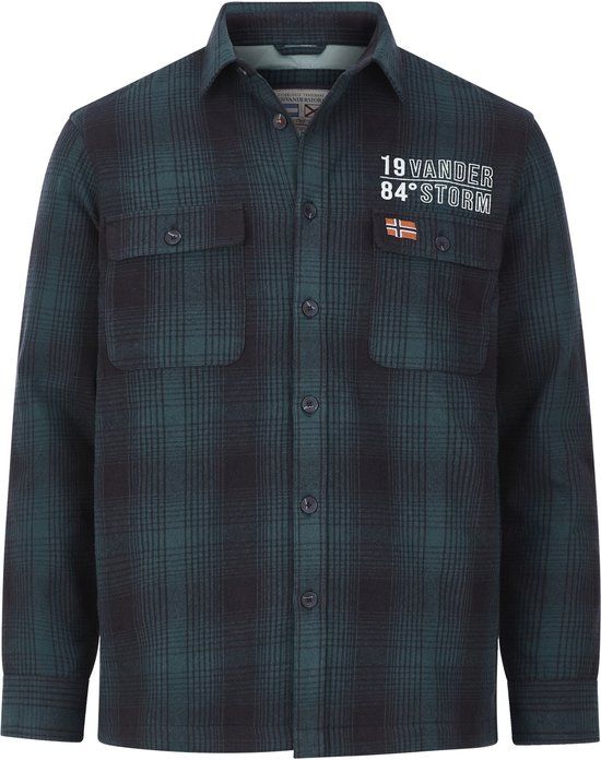 Jan Vanderstorm heren Outdoorshirt - 76/78 - petrol - Plus Size