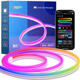 Lepro N1 IA Ledstrip, 10 m, gepersonaliseerde AI-verlichtingsontwerper, IP65 waterdicht, intelligente gesegmenteerde bediening, app-bediening, muzieksynchronisatie, compatibel met Alexa en Google