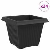 vidaXL Vierkante Bloempot 24 stuks Zwart Kunststof 28,5 x 28,5 x 22 cm