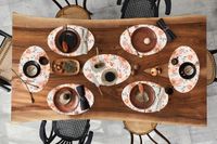 Merkloos Ovale placemats - Rozen - Bloemen - Patroon - 8 stuks - Vinyl - 30x45 cm