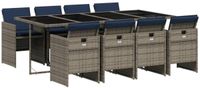vidaXL - 9-delige - tuinset - met - kussens, - grijs - polyrotan