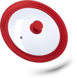 Merkloos Relaxdays Glazen deksel - Ø 26 - 30 cm - vaatwasserbestendig - rood