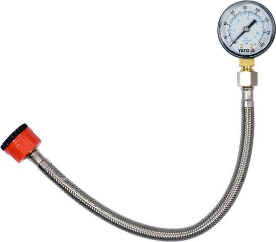 Yato YT-24790 - Waterdruk Controle Set - Manometer - Roestvrijstalen Slang - 30 cm