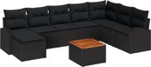 vidaXL Tuinbank - Set - 9 - st - Zwart - poly - rattan