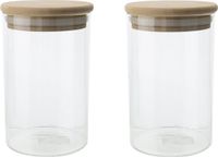 Cosy&Trendy Set van 2x stuks voorraadpotten/bewaarpotten 500 ml glas met houten deksel