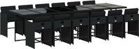 vidaXL 13-delige Tuinset met Kussens, Zwart, Polyrattan